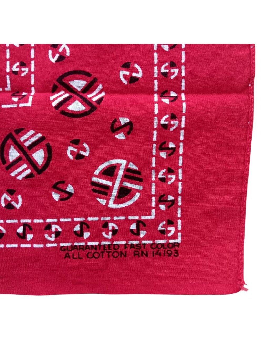 Vintage Red Bandana Hanky Guaranteed Fast Color RN 14193 17x18" Geometric Print